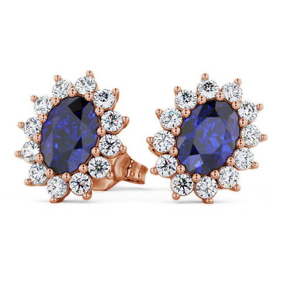  Cluster Blue Sapphire and Diamond 1.60ct Earrings 9K Rose Gold - Moselle ERG6GEM_RG_BS_THUMB2 