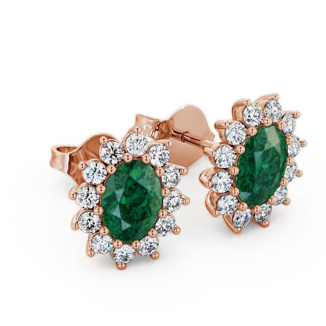 Emerald and rose clearance gold earrings