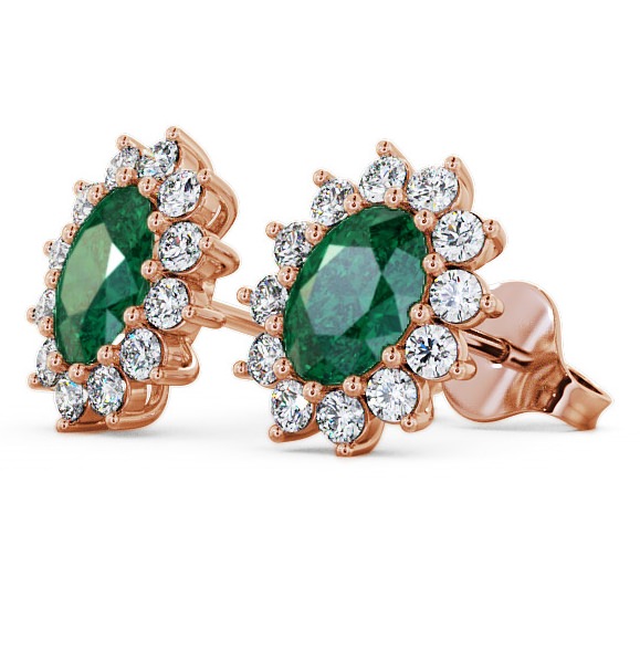  Cluster Emerald and Diamond 1.44ct Earrings 9K Rose Gold - Moselle ERG6GEM_RG_EM_THUMB1 