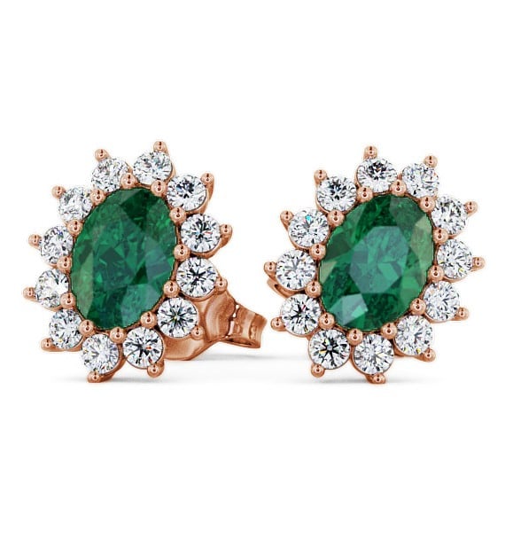  Cluster Emerald and Diamond 1.44ct Earrings 9K Rose Gold - Moselle ERG6GEM_RG_EM_THUMB2 