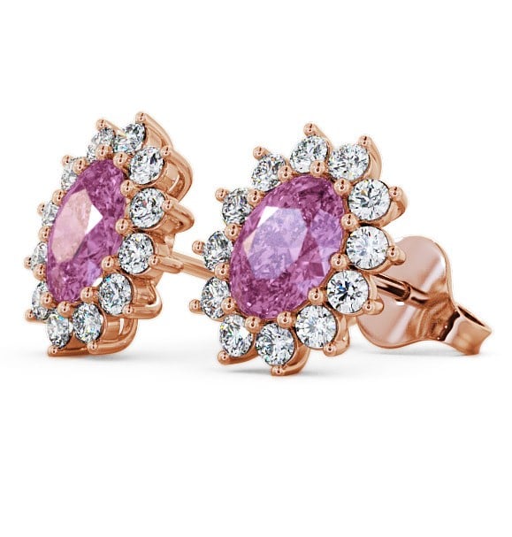  Cluster Pink Sapphire and Diamond 1.60ct Earrings 9K Rose Gold - Moselle ERG6GEM_RG_PS_THUMB1 