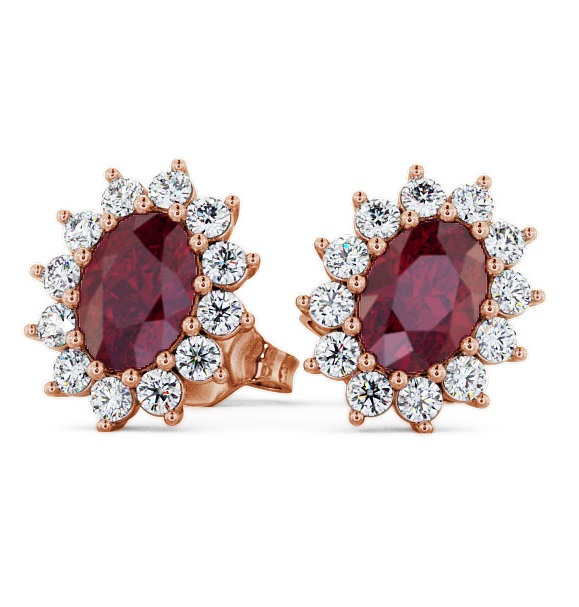  Cluster Ruby and Diamond 1.60ct Earrings 9K Rose Gold - Moselle ERG6GEM_RG_RU_THUMB2 