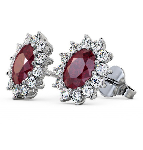 Cluster Ruby and Diamond 1.60ct Earrings 18K White Gold ERG6GEM_WG_RU_THUMB1 