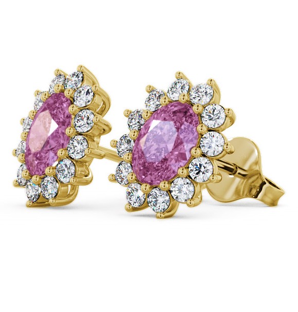  Cluster Pink Sapphire and Diamond 1.60ct Earrings 18K Yellow Gold - Moselle ERG6GEM_YG_PS_THUMB1 