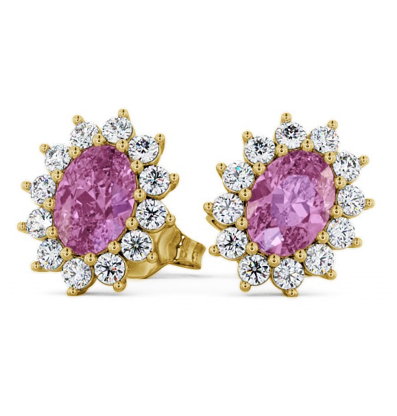  Cluster Pink Sapphire and Diamond 1.60ct Earrings 18K Yellow Gold - Moselle ERG6GEM_YG_PS_THUMB2 