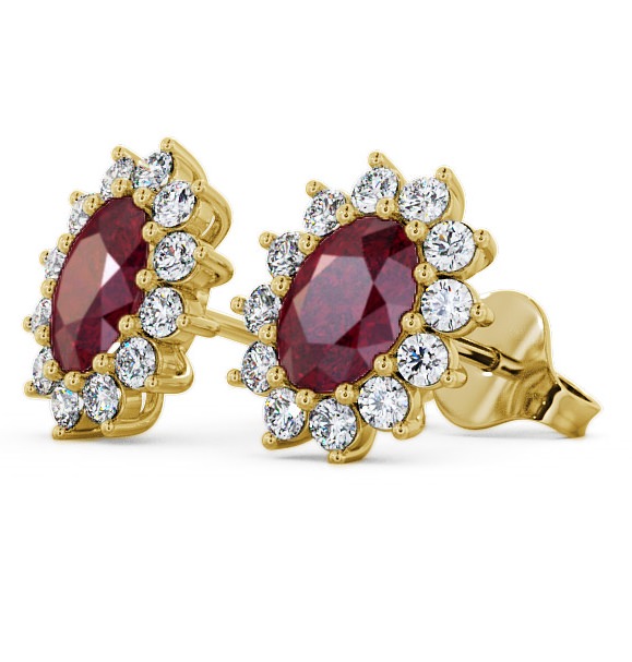 Cluster Ruby and Diamond 1.60ct Earrings 9K Yellow Gold ERG6GEM_YG_RU_THUMB1