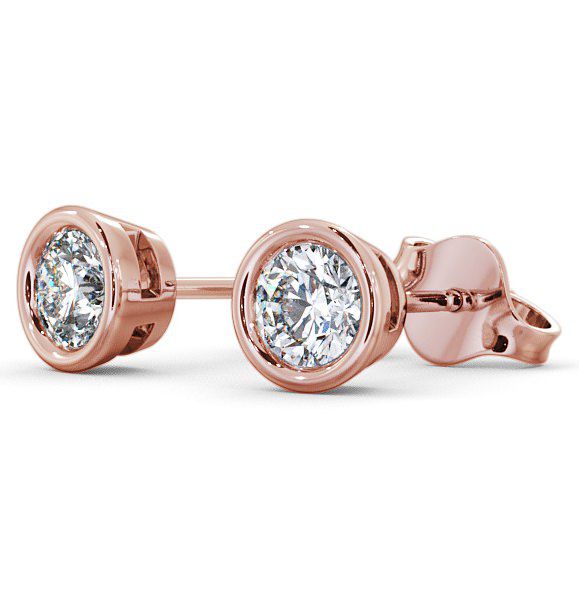 Round Diamond Bezel Stud Earrings 18K Rose Gold ERG70_RG_THUMB1