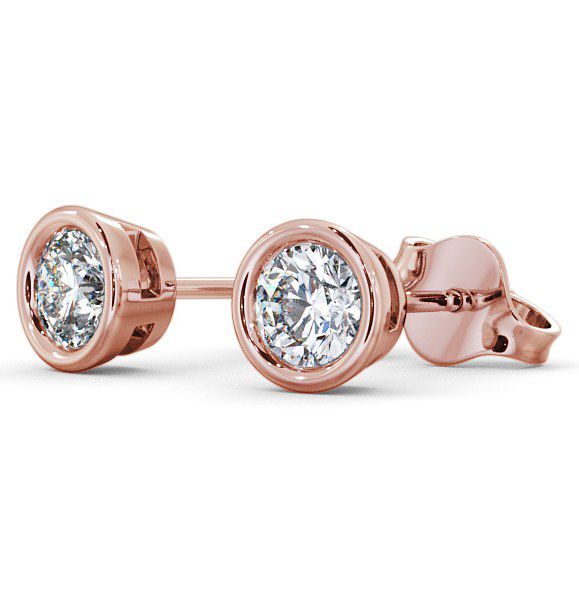 Round Diamond Bezel Stud Earrings 18K Rose Gold ERG70_RG_THUMB1 