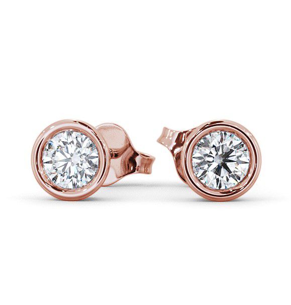  Round Diamond Bezel Stud Earrings 18K Rose Gold - Moroe ERG70_RG_THUMB2 