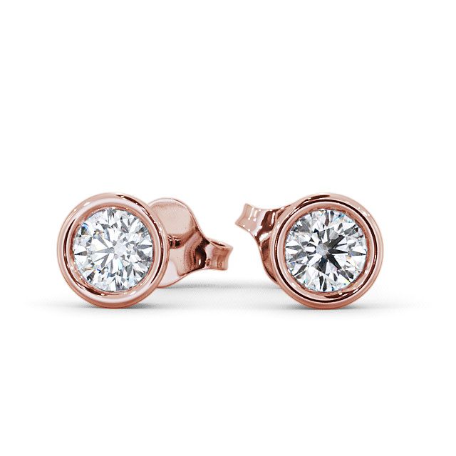 Round Diamond Bezel Stud Earrings 9K Rose Gold - Moroe ERG70_RG_UP