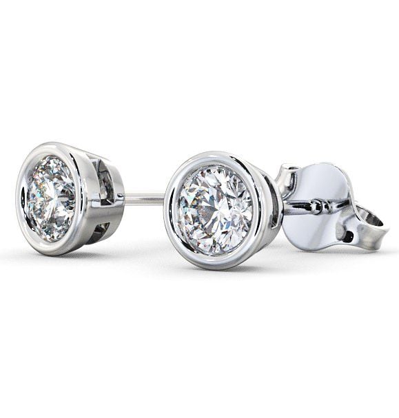 Round Diamond Bezel Stud Earrings 18K White Gold - Moroe ERG70_WG_THUMB1