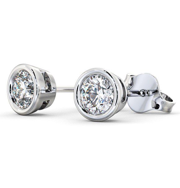 Round Diamond Bezel Stud Earrings 18K White Gold ERG70_WG_THUMB1 