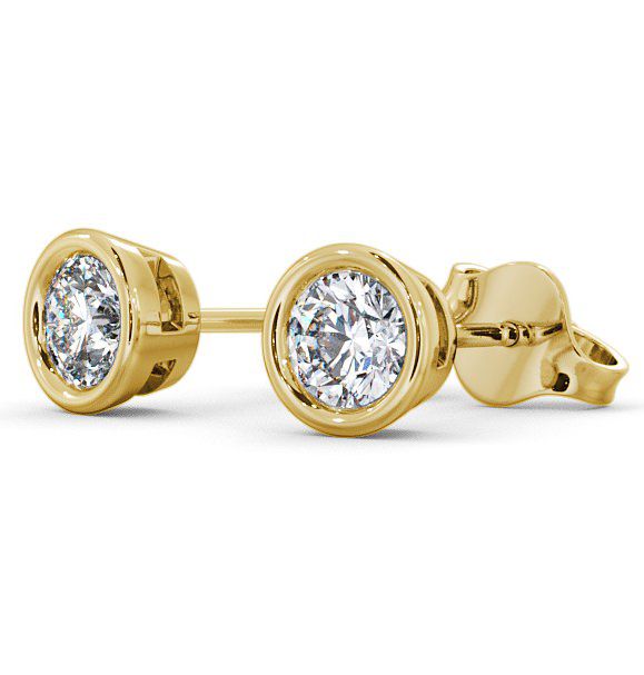 Round Diamond Bezel Stud Earrings 9K Yellow Gold ERG70_YG_THUMB1 