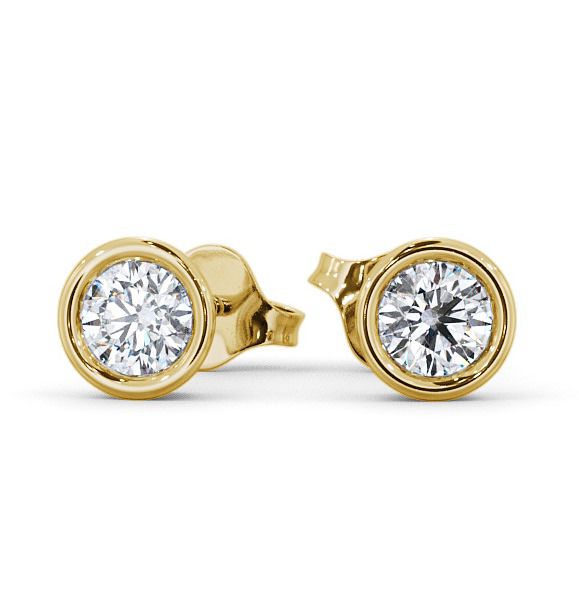 Round Diamond Bezel Stud Earrings 18K Yellow Gold ERG70_YG_THUMB2 