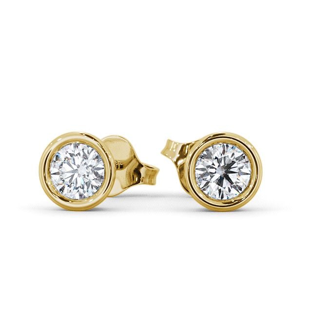 Round Diamond Bezel Stud Earrings 9K Yellow Gold - Moroe ERG70_YG_UP