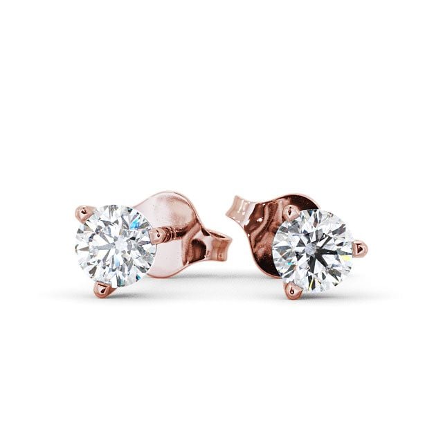 Round Diamond Three Claw Stud Earrings 18K Rose Gold - Tiffley ERG71_RG_UP