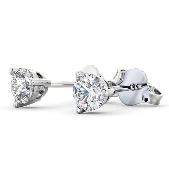 Round Diamond Three Claw Stud Earrings 18K White Gold ERG71_WG_THUMB1 