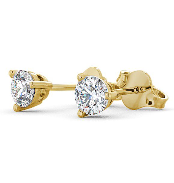 Round Diamond Three Claw Stud Earrings 18K Yellow Gold ERG71_YG_THUMB1 