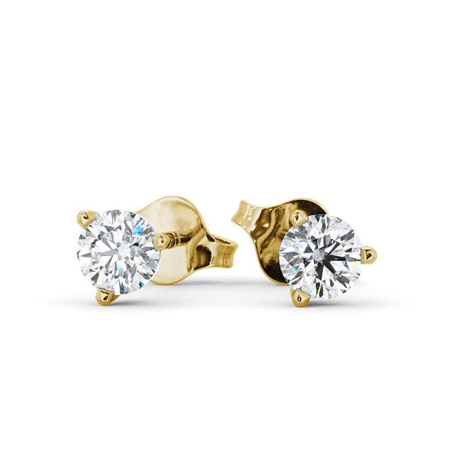 Round Diamond Three Claw Stud Earrings 9K Yellow Gold - Tiffley ERG71_YG_UP