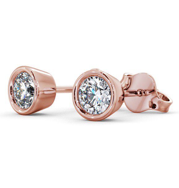 Round Diamond Bezel Stud Earrings 9K Rose Gold ERG74_RG_THUMB1