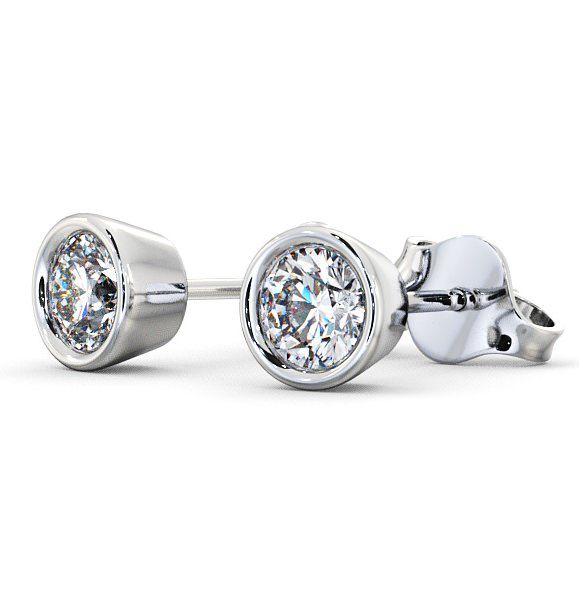 Round Diamond Bezel Stud Earrings 18K White Gold - Orrell ERG74_WG_THUMB1