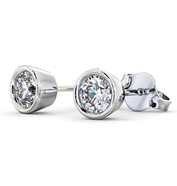 Round Diamond Bezel Stud Earrings 18K White Gold ERG74_WG_THUMB1