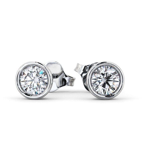 Round Diamond Bezel Stud Earrings 9K White Gold ERG74_WG_THUMB2 