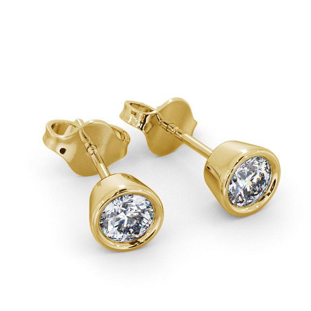 Round Diamond Bezel Stud Earrings 9K Yellow Gold - Orrell ERG74_YG_FLAT