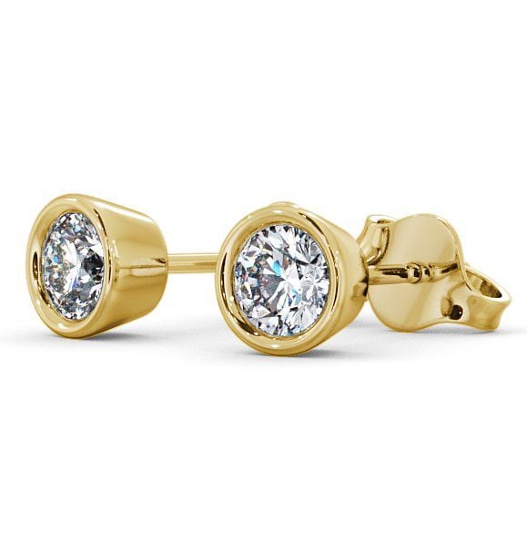 Round Diamond Bezel Stud Earrings 18K Yellow Gold ERG74_YG_THUMB1
