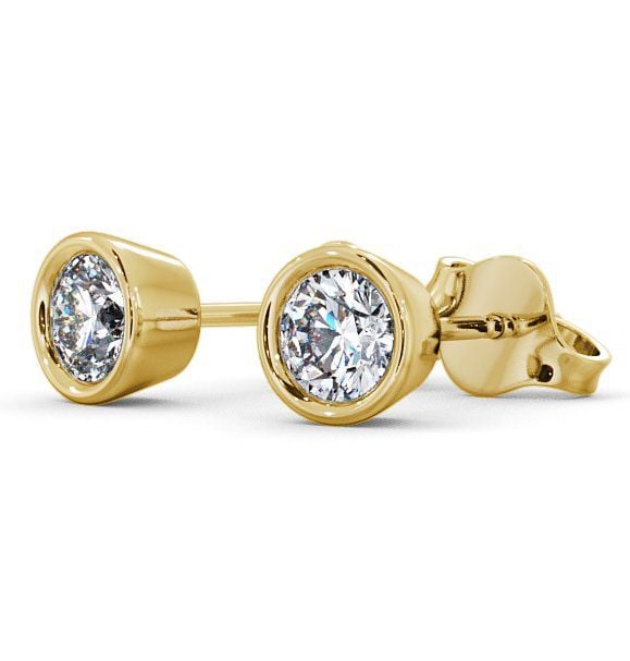 Round Diamond Bezel Stud Earrings 18K Yellow Gold ERG74_YG_THUMB1 