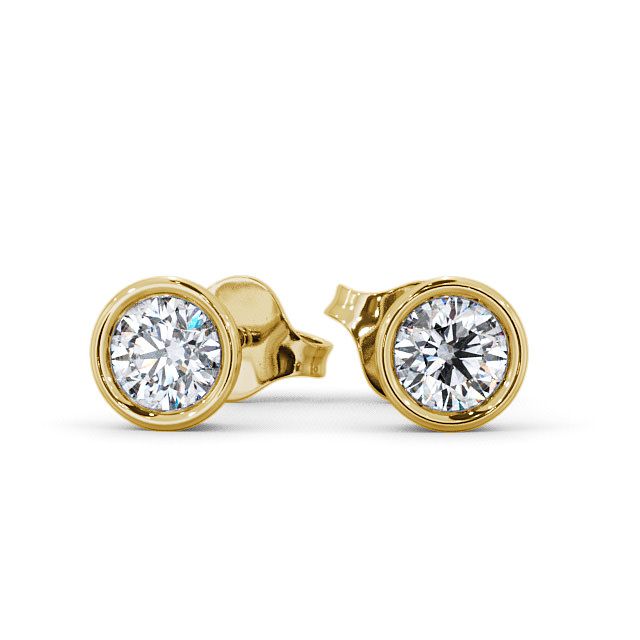 Round Diamond Bezel Stud Earrings 9K Yellow Gold - Orrell ERG74_YG_UP