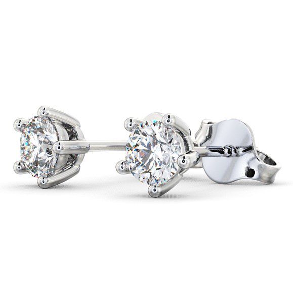 Round Diamond Five Claw Stud Earrings 18K White Gold ERG75_WG_THUMB1 