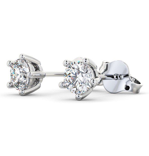 Round Diamond Five Claw Stud Earrings 18K White Gold ERG75_WG_THUMB1