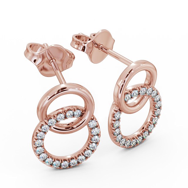 Circle Round Diamond Earrings 9K Rose Gold - Phoebe ERG77_RG_FLAT