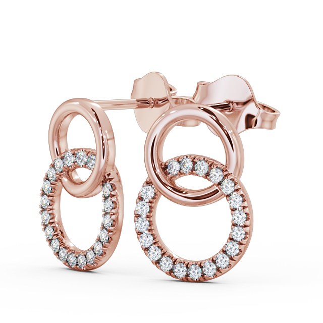 Circle Round Diamond Earrings 9K Rose Gold - Phoebe ERG77_RG_SIDE