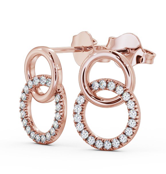 Double Circle Round Diamond Earrings 18K Rose Gold ERG77_RG_THUMB1 