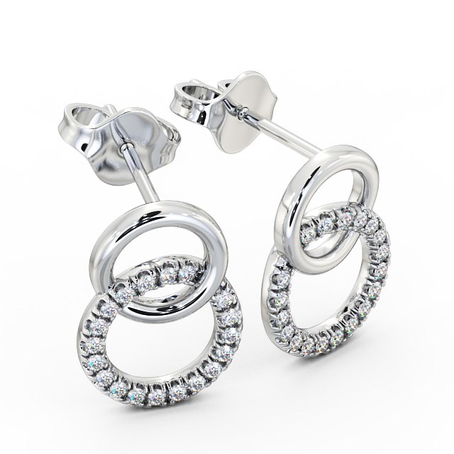 Circle Round Diamond Earrings 9K White Gold - Phoebe ERG77_WG_FLAT