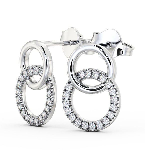 Circle Round Diamond Earrings 18K White Gold - Phoebe ERG77_WG_THUMB1