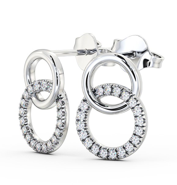 Double Circle Round Diamond Earrings 9K White Gold ERG77_WG_THUMB1 