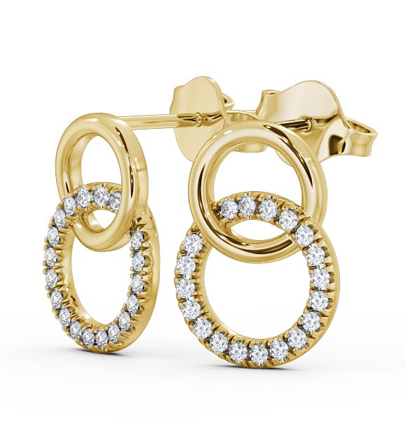 Double Circle Round Diamond Earrings 9K Yellow Gold ERG77_YG_THUMB1