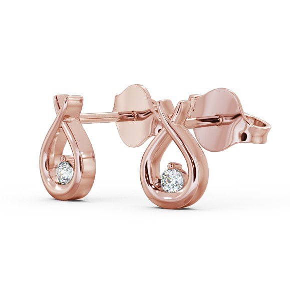 Drop Round Diamond Ribbon Design Earrings 18K Rose Gold ERG78_RG_THUMB1 