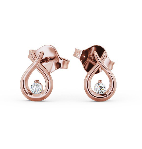 Drop Round Diamond Ribbon Design Earrings 9K Rose Gold ERG78_RG_THUMB2 