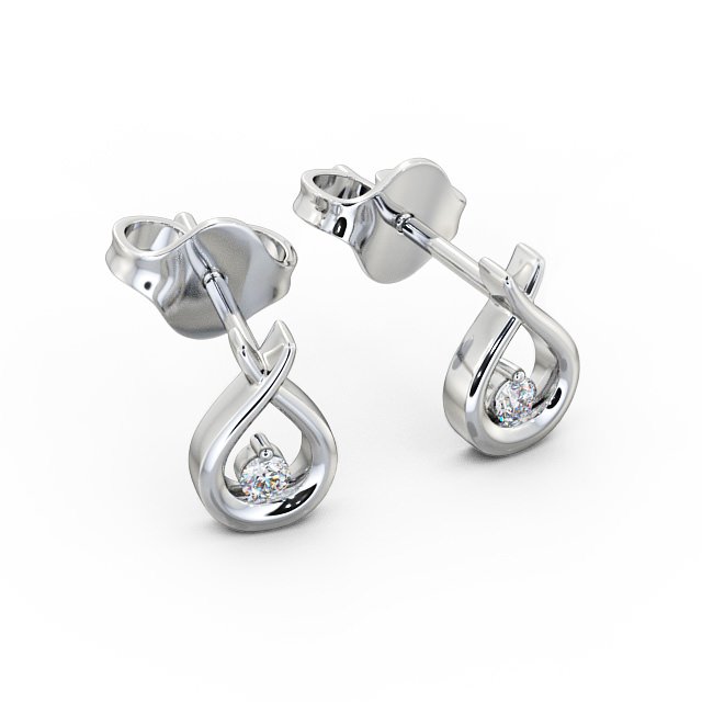 Drop Round Diamond Earrings 9K White Gold - Tampa ERG78_WG_FLAT