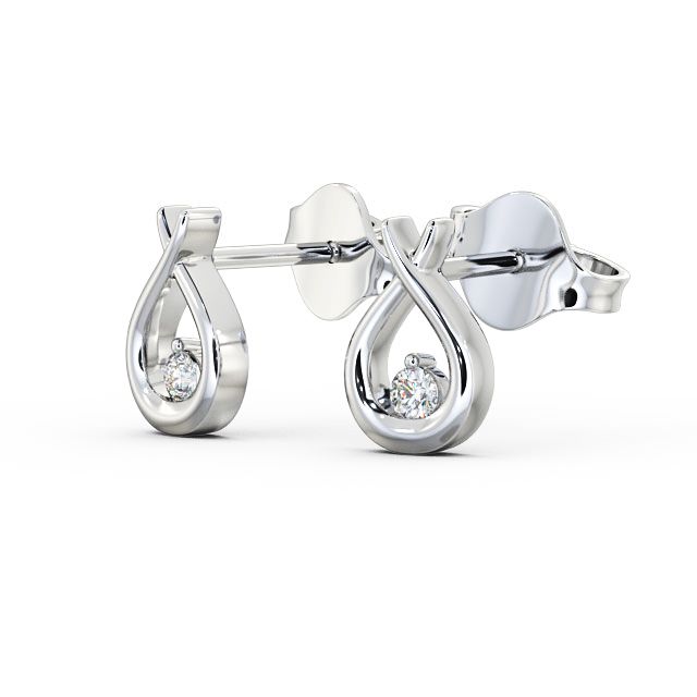 Drop Round Diamond Earrings 18K White Gold - Tampa ERG78_WG_SIDE