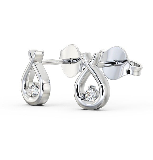 Drop Round Diamond Ribbon Design Earrings 18K White Gold ERG78_WG_THUMB1 