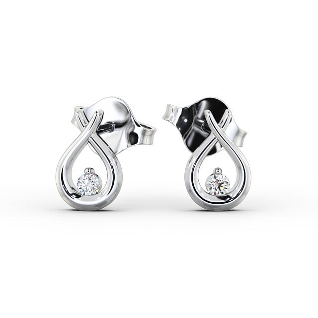 Drop Round Diamond Earrings 18K White Gold - Tampa ERG78_WG_UP