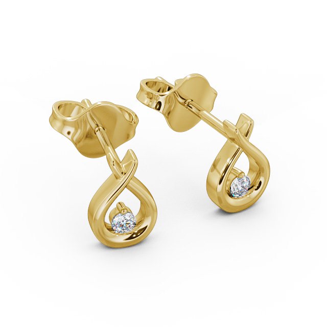 Drop Round Diamond Earrings 18K Yellow Gold - Tampa ERG78_YG_FLAT