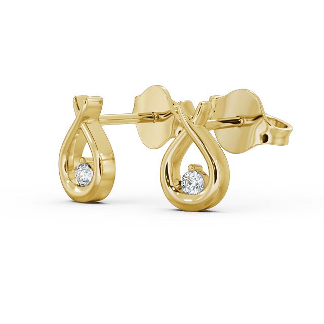 Drop Round Diamond Earrings 18K Yellow Gold - Tampa ERG78_YG_SIDE