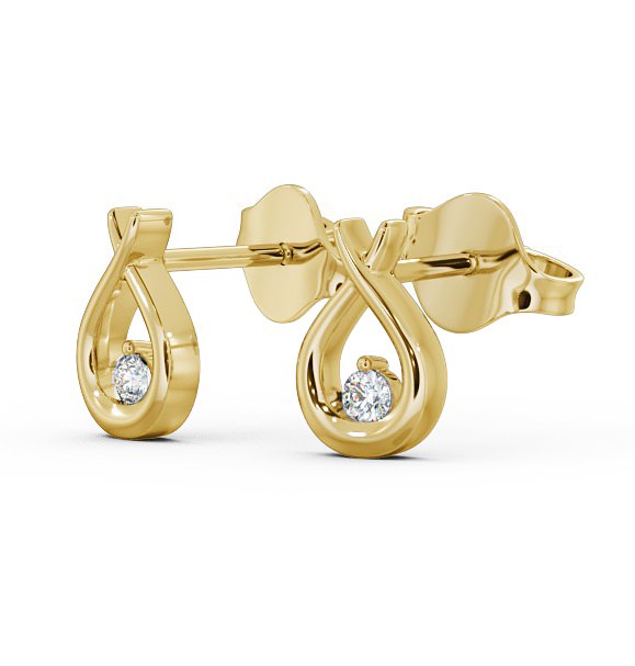 Drop Round Diamond Ribbon Design Earrings 18K Yellow Gold ERG78_YG_THUMB1 