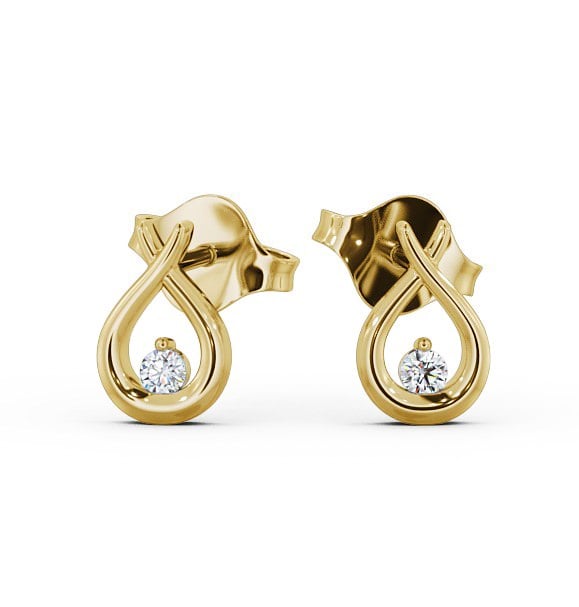 Drop Round Diamond Ribbon Design Earrings 18K Yellow Gold ERG78_YG_THUMB2 